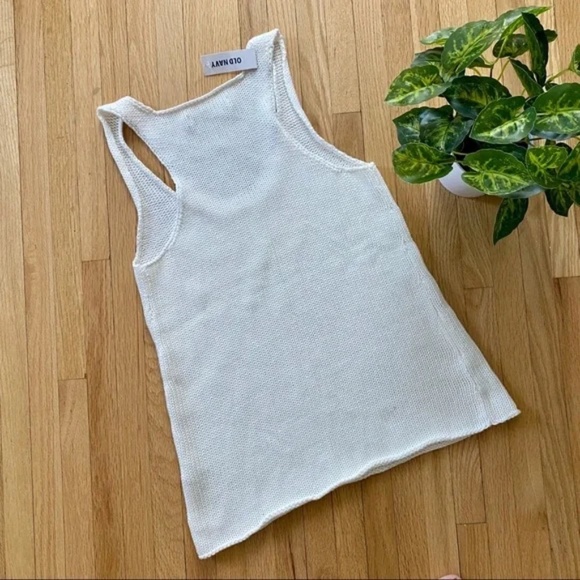 Old Navy Textured Knit Scoop-Neck White Tank Top Size M - Picture 5 of 6